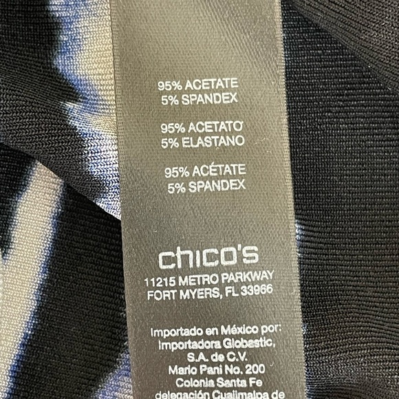 Chico’s XL/3 Travelers Blue/Black/White Striped Sleeveless Vest Cardigan - Picture 9 of 10